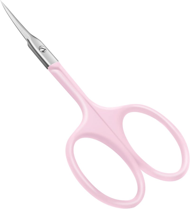 CGBE Manicure Scissors, Extra Fine Eyebrow Scissors for Grooming, Curved Blade Nail Scissors Precise Pointed Tip Grooming Kit for Eyebrow, Eyelash, Trim Nail and Dry Skin, Pink - Image 1